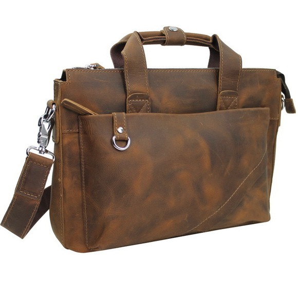 15" Cowhide Oil Tanned Leather Messenger Bag L12VB
